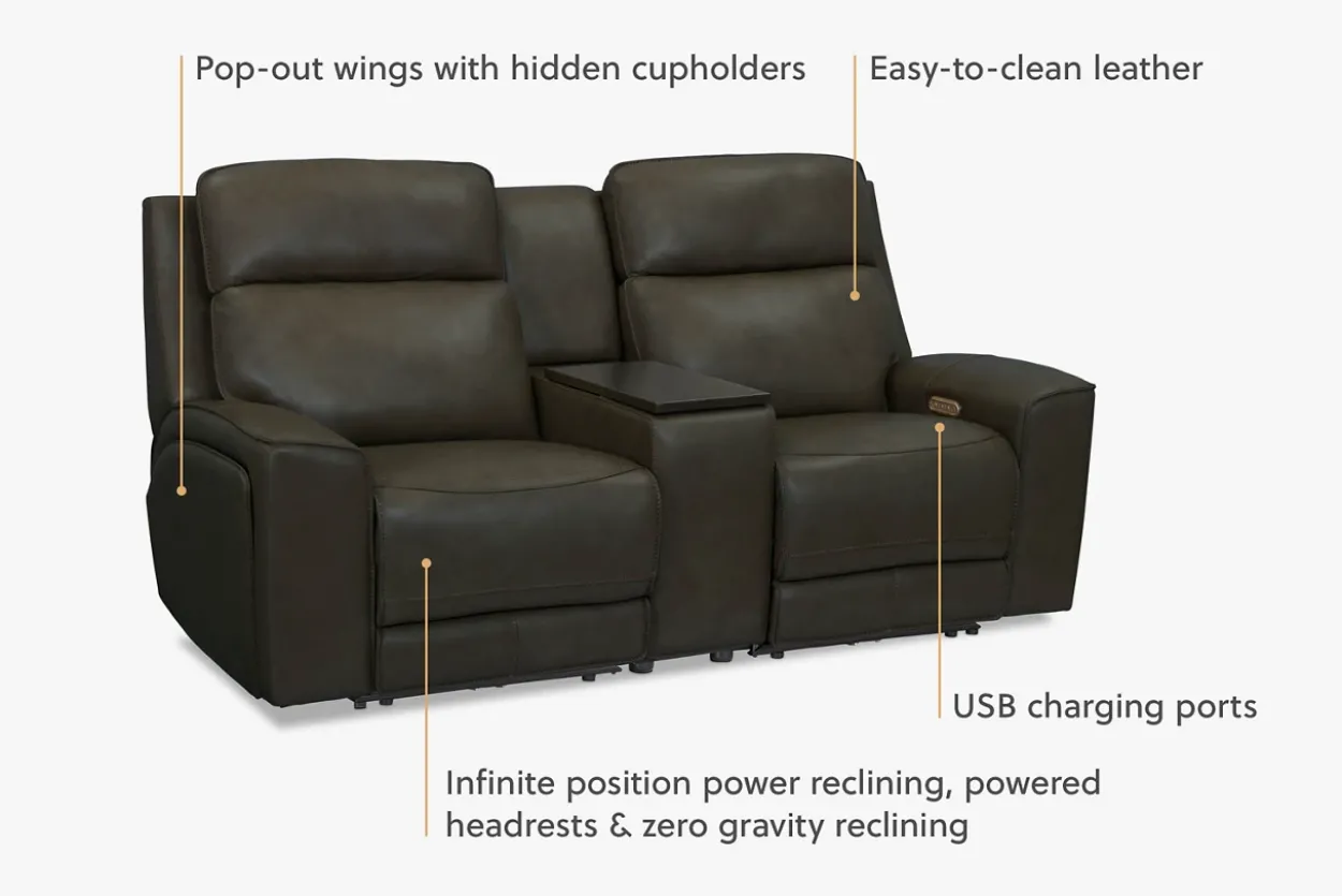 Micah Power Loveseat with Console
