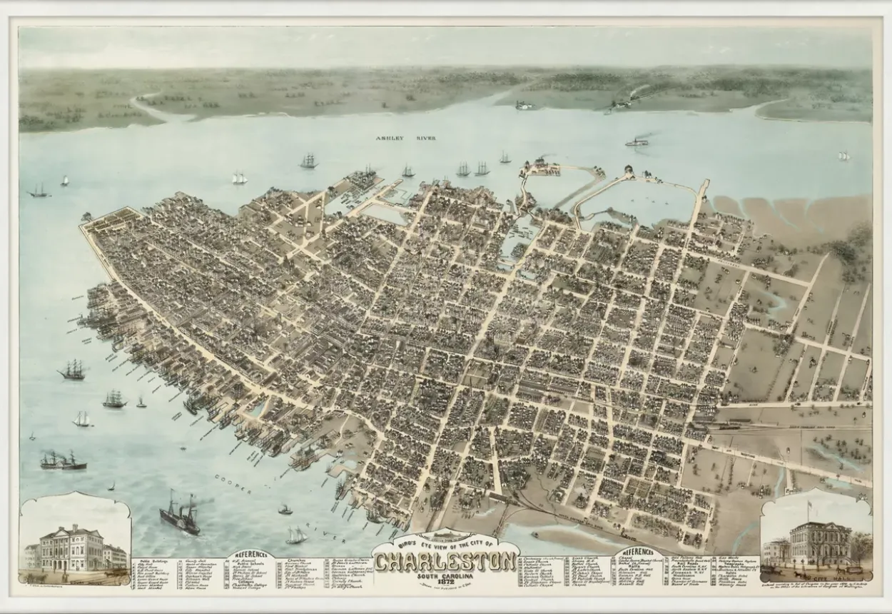 Vintage Charleston Framed Art